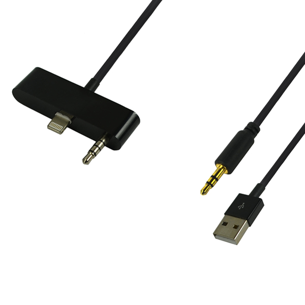 8 Pins Lighting and 3.5mm Headphone Jack to USB 2.0 and 3.5mm Headphone