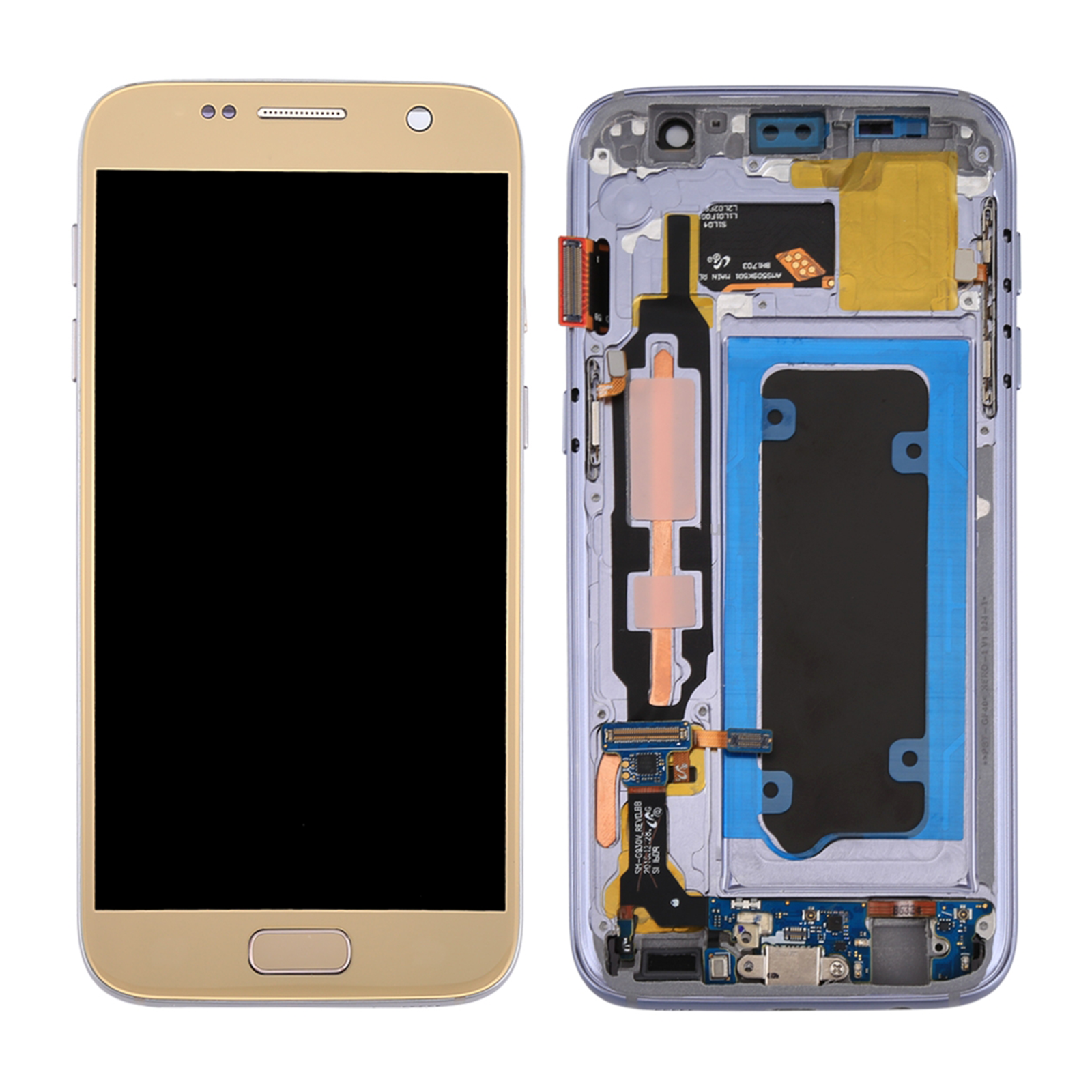 Samsung Galaxy S7 G930a G930v G930p Amoled Lcd Screen Digitizer And Bezel Frame Gold Platinum 7748