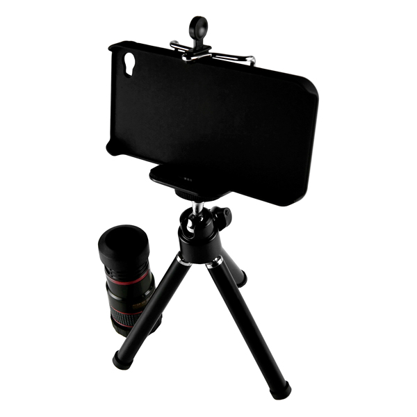 Tripod with Video Recording Holder and 8x Zoom Lens, Compatible with